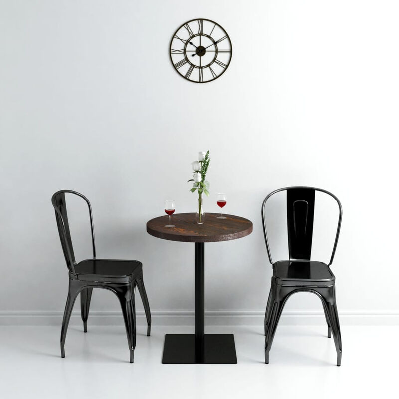 

Happyshopping - Mesa de bar bistro MDF y acero redonda fresno oscuro 60x75 cm