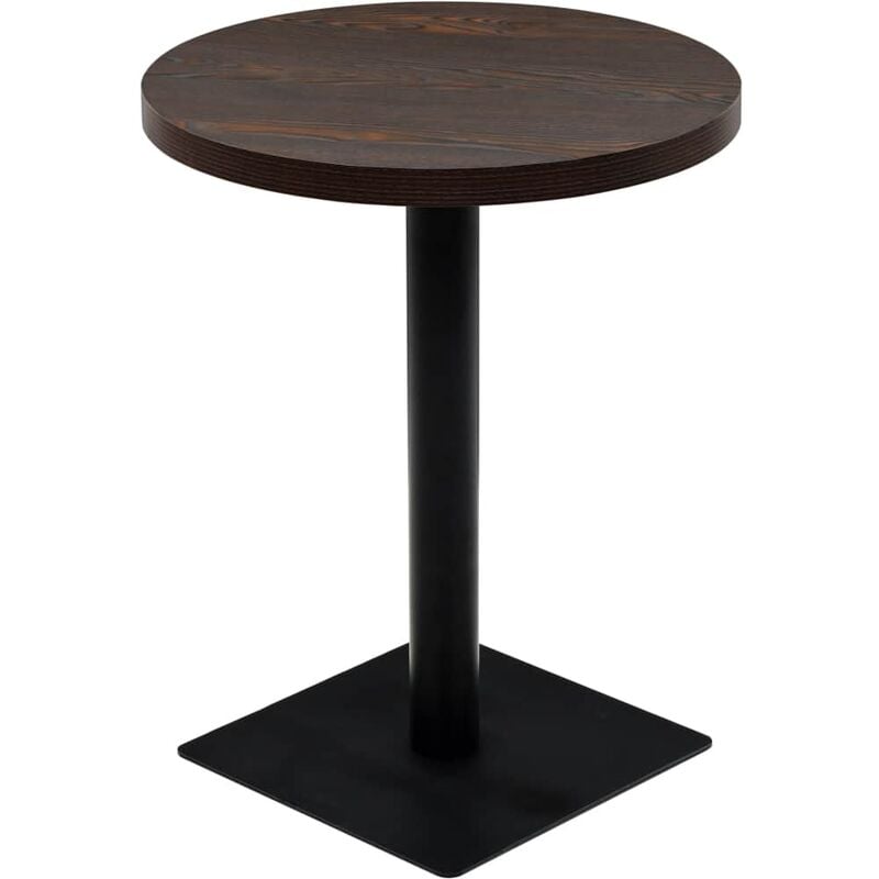 

Mesa de bar bistró MDF y acero redonda fresno oscuro 60x75 cm