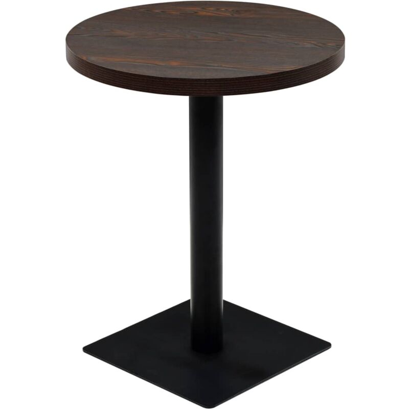 

vidaXL Mesa de Bar Bistró MDF y Acero Redonda Fresno Oscuro 60x75 cm - Marrón