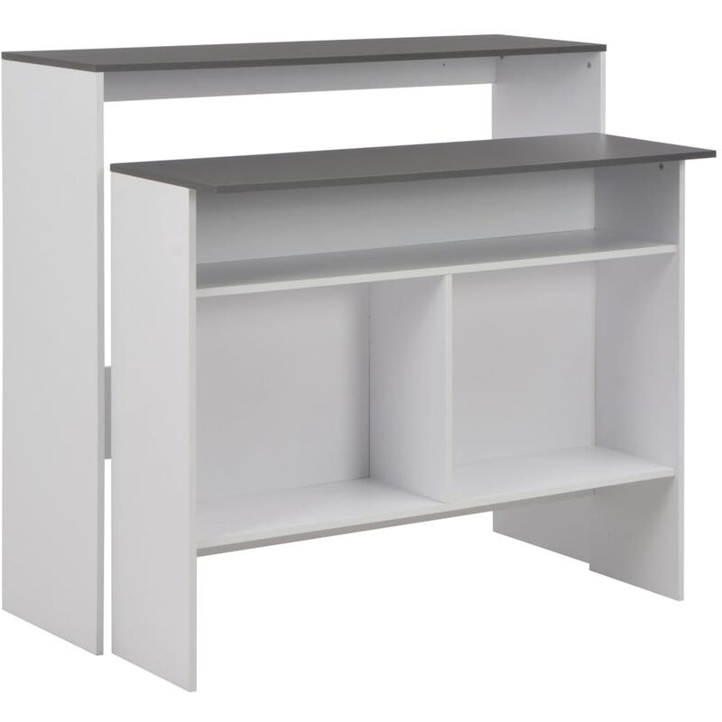 

Bh Design - Mesa de bar con 2 encimera blanca y gris 130x40x120 cm