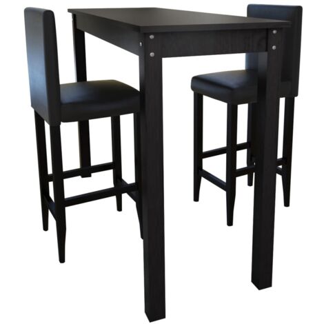 Mesa de bar con 2 sillas de barra negras vidaXL
