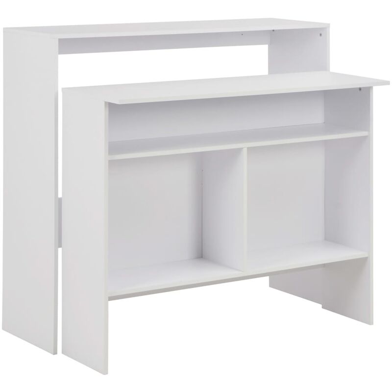 

Mesa de bar con 2 tableros blanca 130x40x120 cm - Blanco