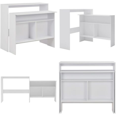 Mesa de bar con 2 tableros blanca 130x40x120 cm - Mesa de barra - Mesa de bar con dos tableros