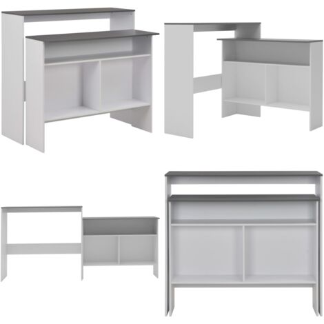 Mesa de bar con 2 tableros blanco y gris 130x40x120 cm - Mesa de barra - Mesa de bar con dos tableros