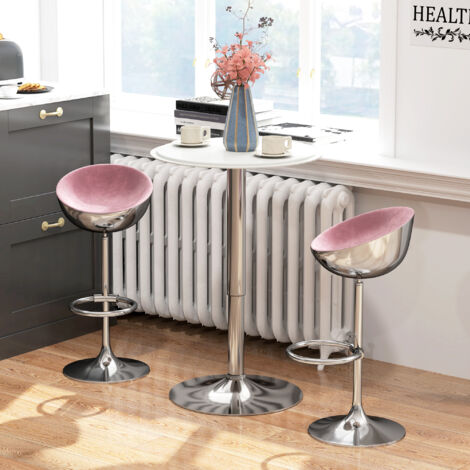 Mesa de Bar con Altura Ajustable Giratoria 360° Base Redonda Mesa Alta de Bar para Cocina Comedor Ø63x67-93 cm Blanco