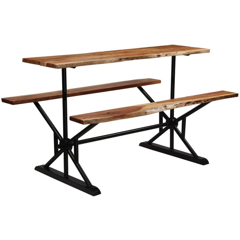 

Mesa de bar con bancos madera maciza de acacia 180x50x107 cm