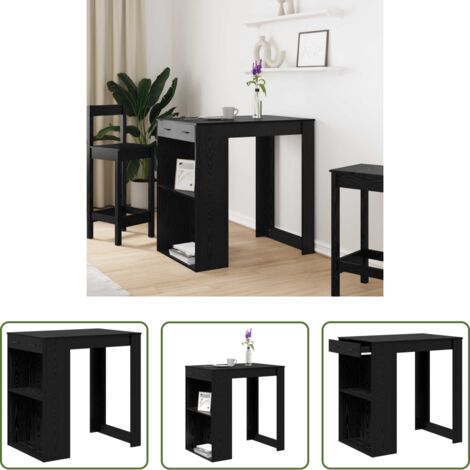 Mesa de bar con cajón -  Mesa de Bar con cajón Roble Negro 102 x 70 x 103,5 cm