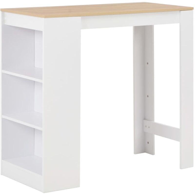 

Mesa de bar con estantería blanco 110x50x103 cm - Blanco