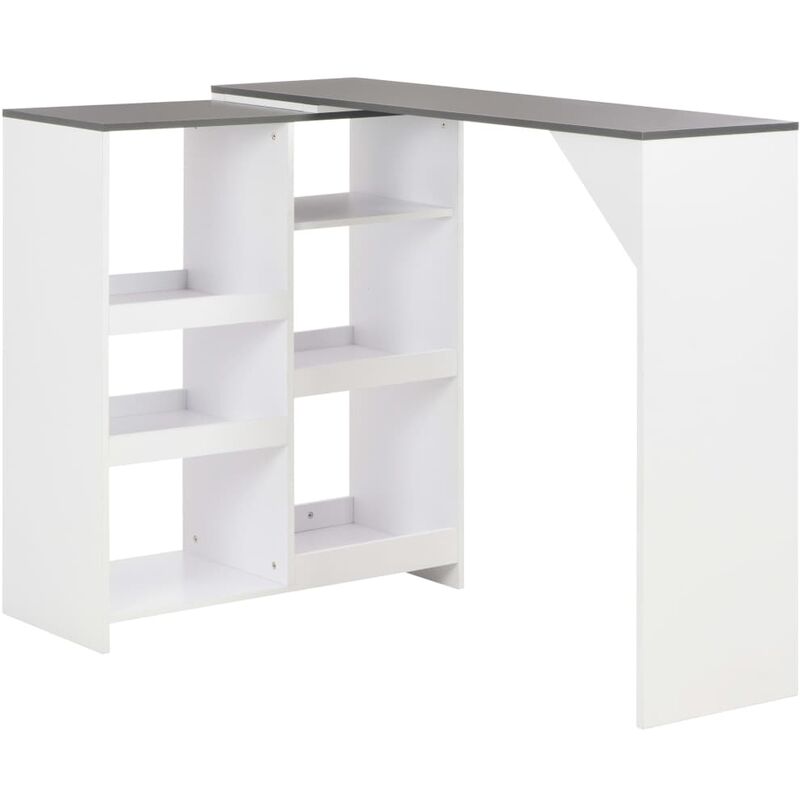 

Mesa de bar con estantería móvil blanco 138x40x120 cm - Blanco