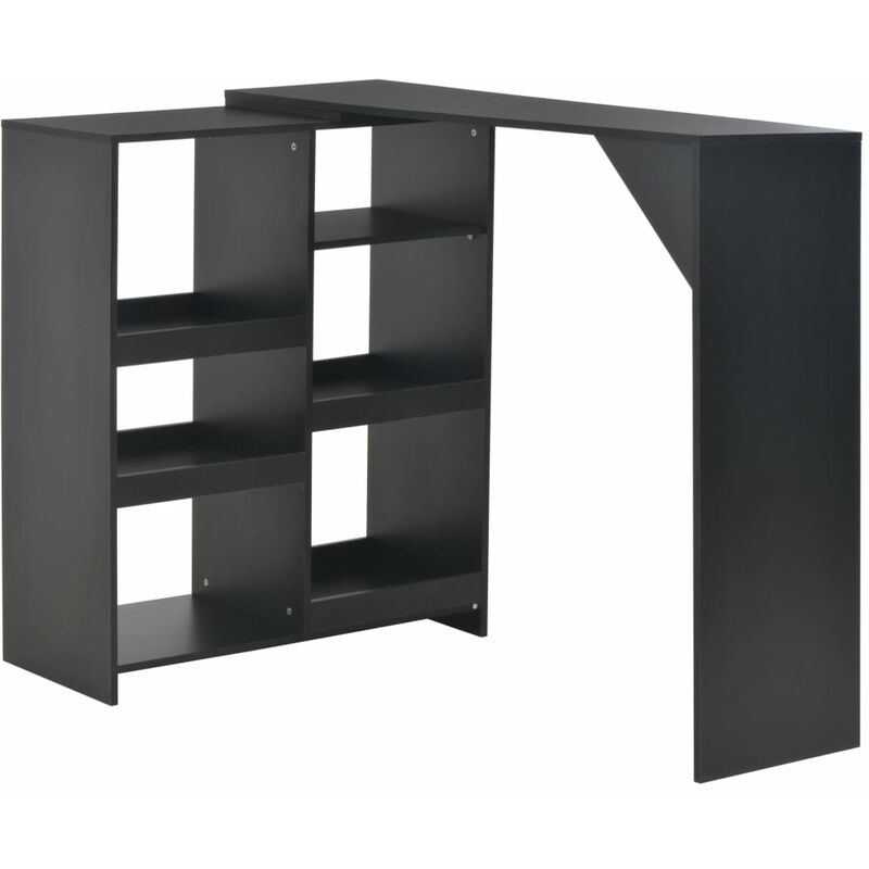 

Mesa de bar con estantería móvil negro 138x40x120 cm - Negro