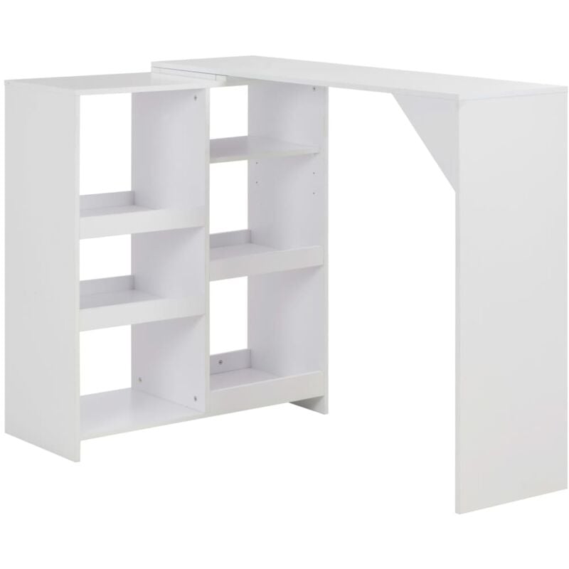 

Mesa de Bar con Estantería Móvil 138x40x120 cm Blanca - Blanco - Vidaxl