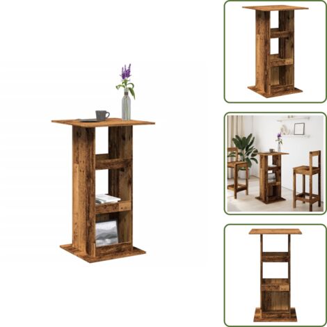 Mesa de bar con estantes - vidaXL Mesa alta bar con almacenaje madera envejecida 60x60x102 cm - Mesa de cocina