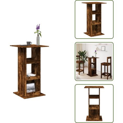 Mesa de bar con estantes - vidaXL Mesa alta bar con almacenaje madera roble ahumado 60x60x102 cm - Mesa de bar robusta