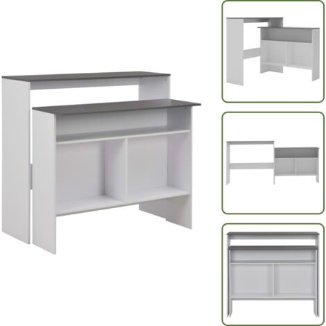 Mesa de bar con tablero blanco y gris - vidaXL Mesa de bar con 2 tableros blanco y gris 130x40x120 cm - Mesa de bar interior