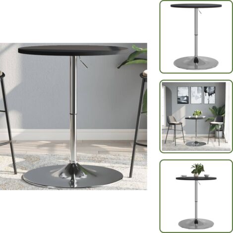Mesa de bar de acero - vidaXL Mesa alta de bar madera ingeniería y acero negra 60x60x90 cm - Mesa de bar ajustable