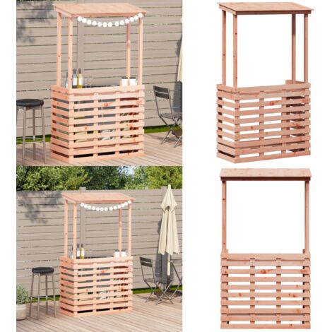 Mesa de bar de jardín con techo madera maciza 112,5x57x195,5 cm - Mesa de exterior - Mesa de bar con techo