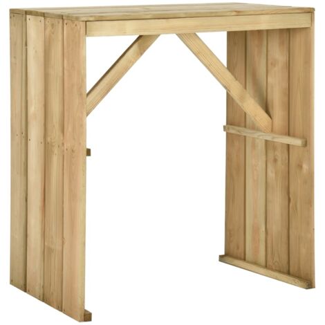 Mesa de bar de madera de pino impregnada 100x60x110 cm
