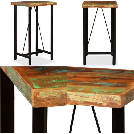 Mesa de bar de madera maciza reciclada 60x60x107 cm - Madera reciclada - Diseño industrial