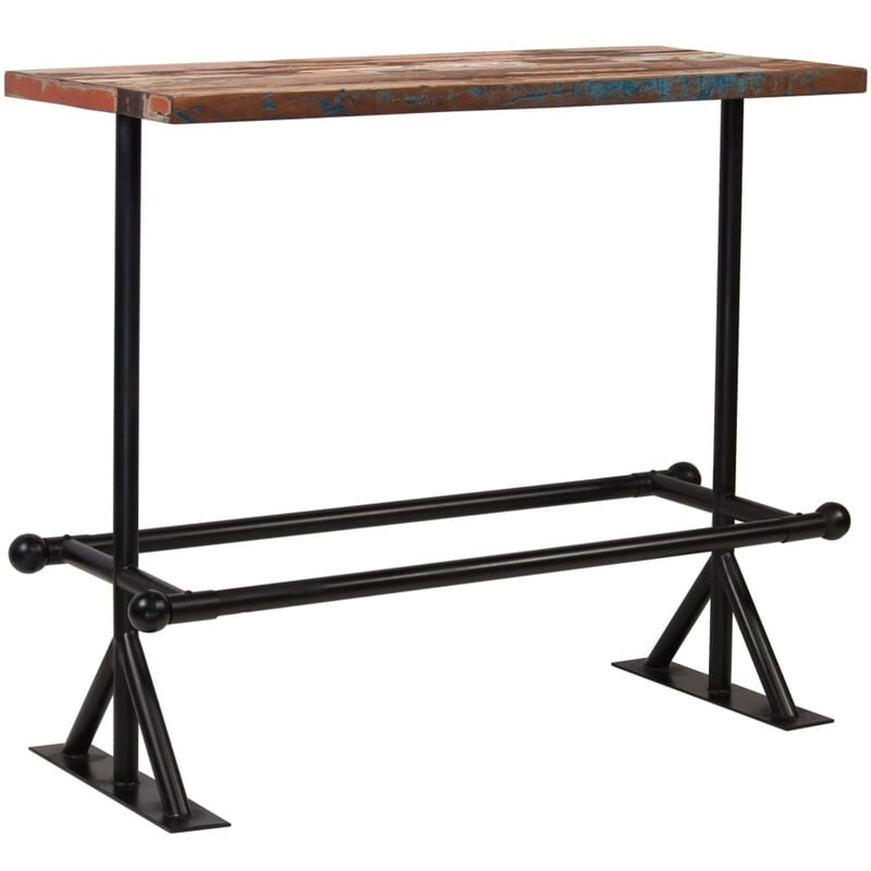 

Mesa de bar de madera maciza reciclada multicolor 150x60x107 cm