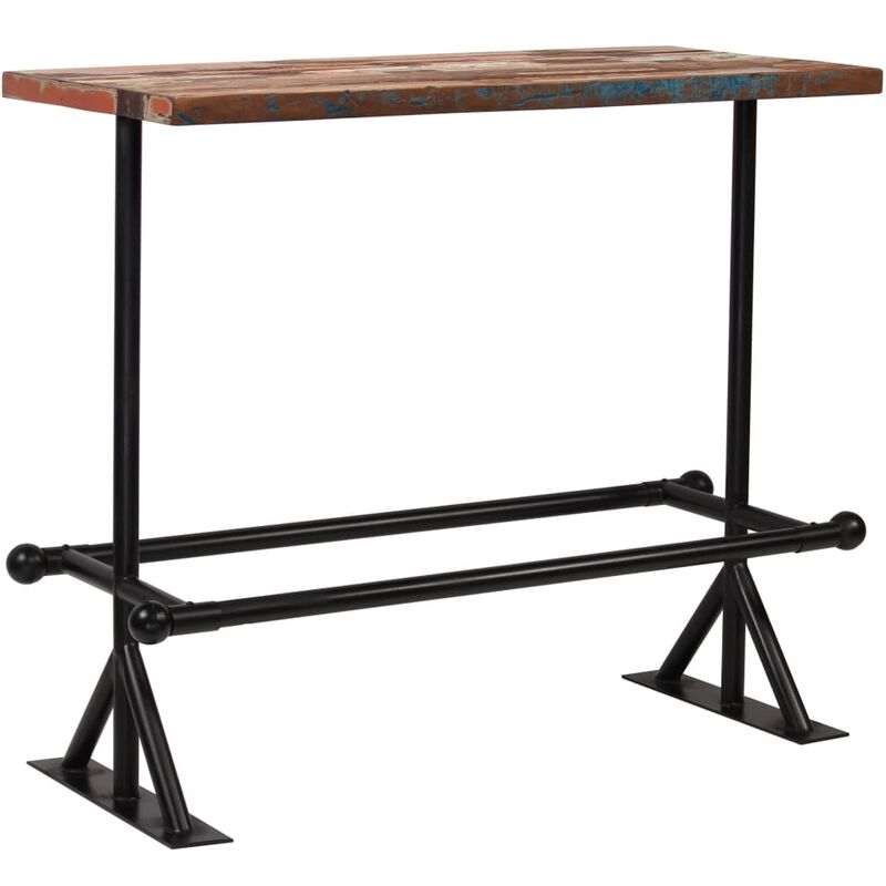 

Mesa de bar de madera maciza reciclada multicolor 150x60x107 cm