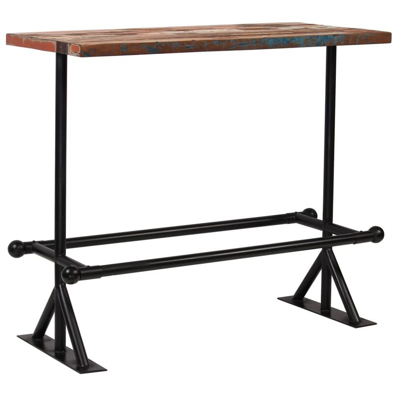 

Mesa de bar de madera maciza reciclada multicolor 150x60x107 cm - Marrón