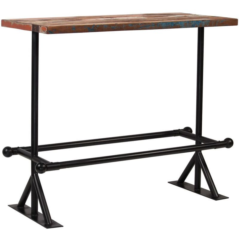 

Mesa de bar de madera maciza reciclada multicolor 150x60x107 cm