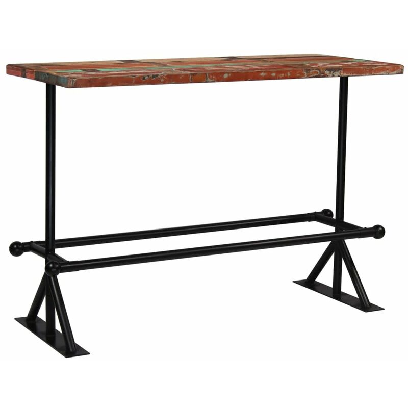 

Mesa de bar de madera maciza reciclada multicolor 150x70x107 cm
