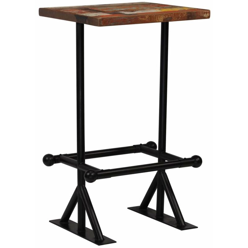 

Mesa de bar de madera maciza reciclada multicolor 60x60x107 cm
