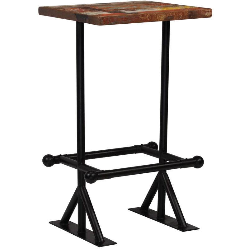 

Mesa de bar de madera maciza reciclada multicolor 60x60x107 cm