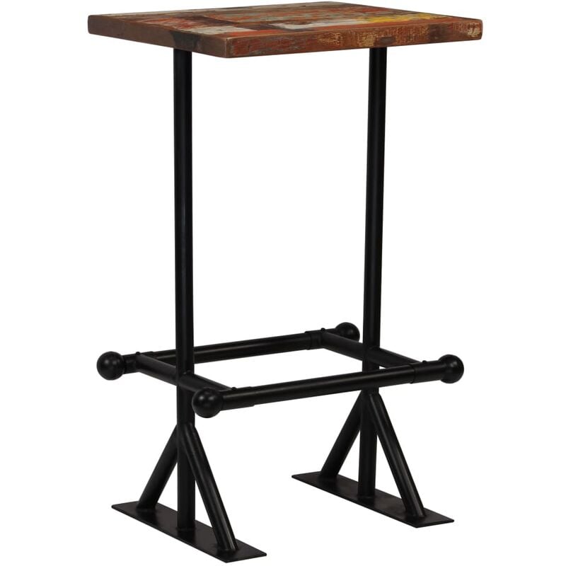 

Mesa de bar de madera maciza reciclada multicolor 60x60x107 cm - Multicolor