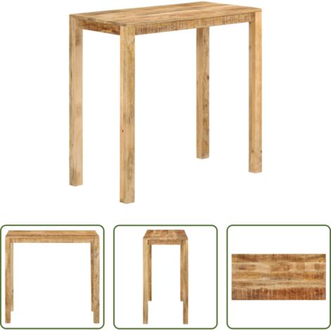 Mesa de bar de madera -  Mesa alta de bar madera maciza de mango 112x55x108 cm