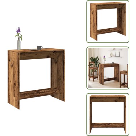 Mesa de bar de madera - vidaXL Mesa alta de bar madera ingeniería envejecida 102x50x103,5 cm -