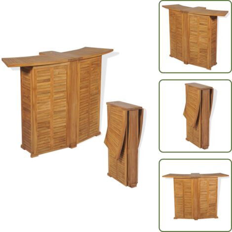 Mesa de bar de madera - vidaXL Mesa de bar plegable de madera teca maciza 155x53x105 cm - Muebles de jardín