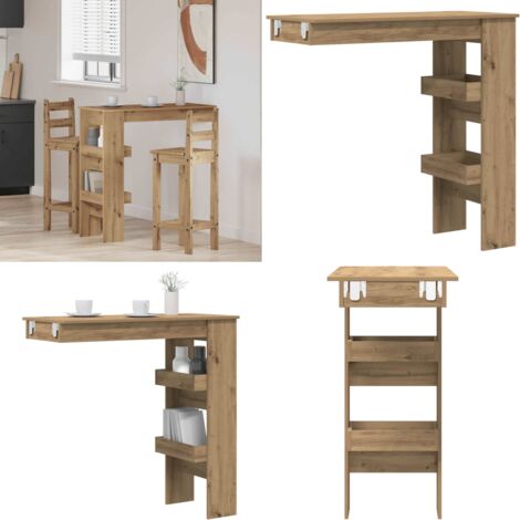 Mesa de bar de pared contrachapada roble artisan 102x45x103,5cm - Barra de pared - Mesa de barro