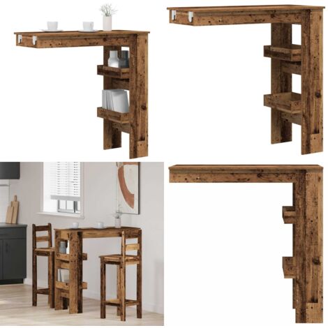 Mesa de bar de pared madera contrachapada envejecida - Barra de pared - Mesa de bar de madera