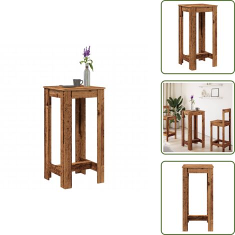 Mesa de bar envejecida - vidaXL Mesa alta de bar madera de ingeniería envejecida 51x50x103,5 cm - Mesa de bar para cocina