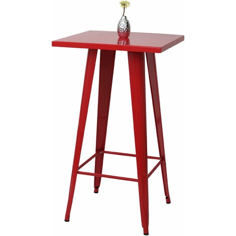 Mesa de bar HHG-906, mesa bistro mesa de bar, metal diseño industrial 105x60x60cm, rojo