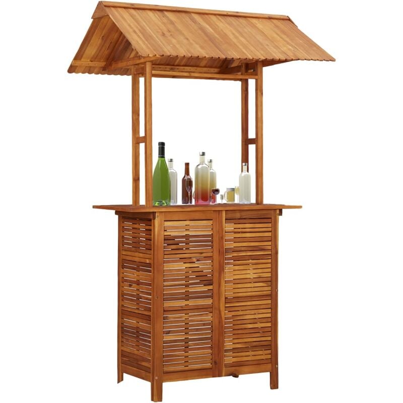 

Mesa de bar jardín con tejado madera de acacia 122x106x217 cm - Marrón