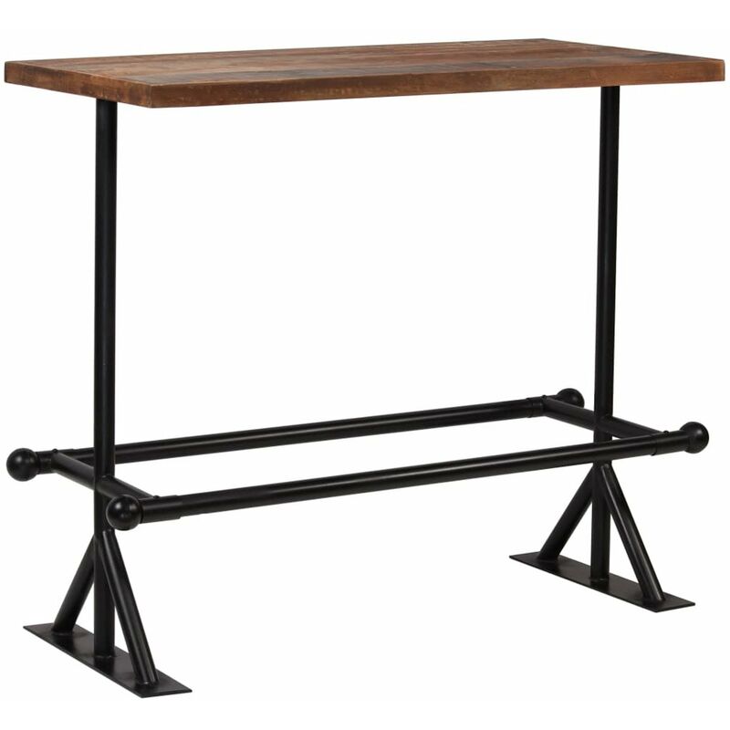 

Mesa de bar madera maciza reciclada marron oscuro 120x60x107 cm