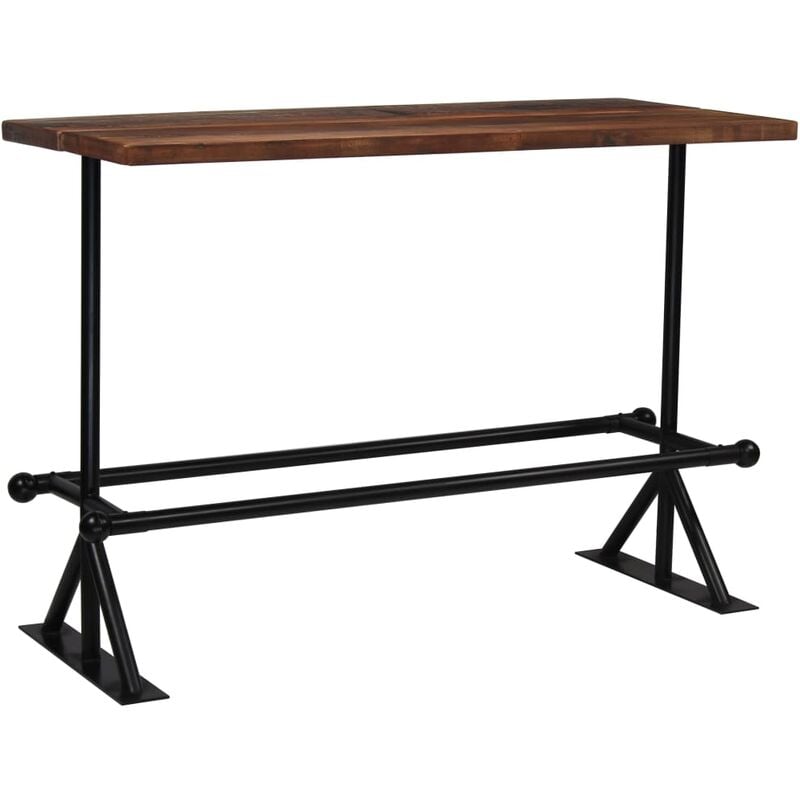 

Mesa de Bar Madera Maciza Reciclada Marrón Oscuro 150x70x107 cm - Marrón - Vidaxl