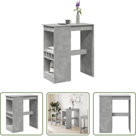 Mesa de bar -  Mesa alta con estantes madera gris hormigón 90x47,5x103,5 cm