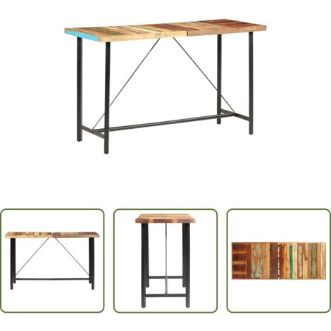 Mesa de bar -  Mesa alta de cocina de madera maciza reciclada 180x70x107 cm