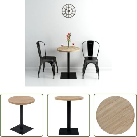 Mesa de bar -  Mesa de bar bistró MDF y acero redonda 60x75 cm color roble