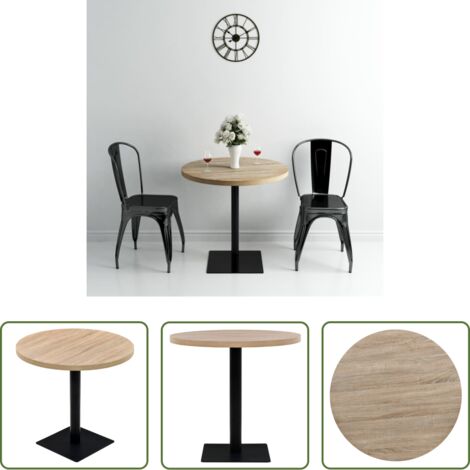Mesa de bar -  Mesa de bar bistró MDF y acero redonda 80x75 cm color roble