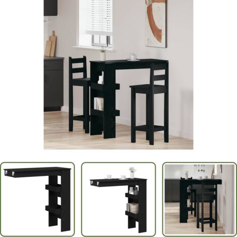 Mesa de bar moderna -  Mesa de Bar de Pared Roble Negro 102 x 45 x 103,5 cm