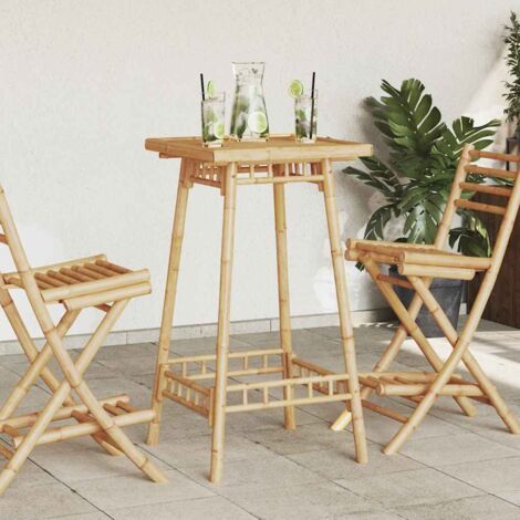 Mesa de bar para exterior cuadrada de bambú 55x55x100 cm