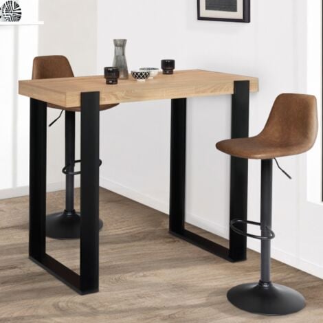 IDMARKET Mesa de bar PHOENIX de madera y negro 113 cm