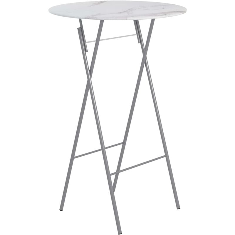 

Mesa de Bar Plegable Vidrio con Textura de Mármol Ø80 cm Blanco - Blanco - Vidaxl