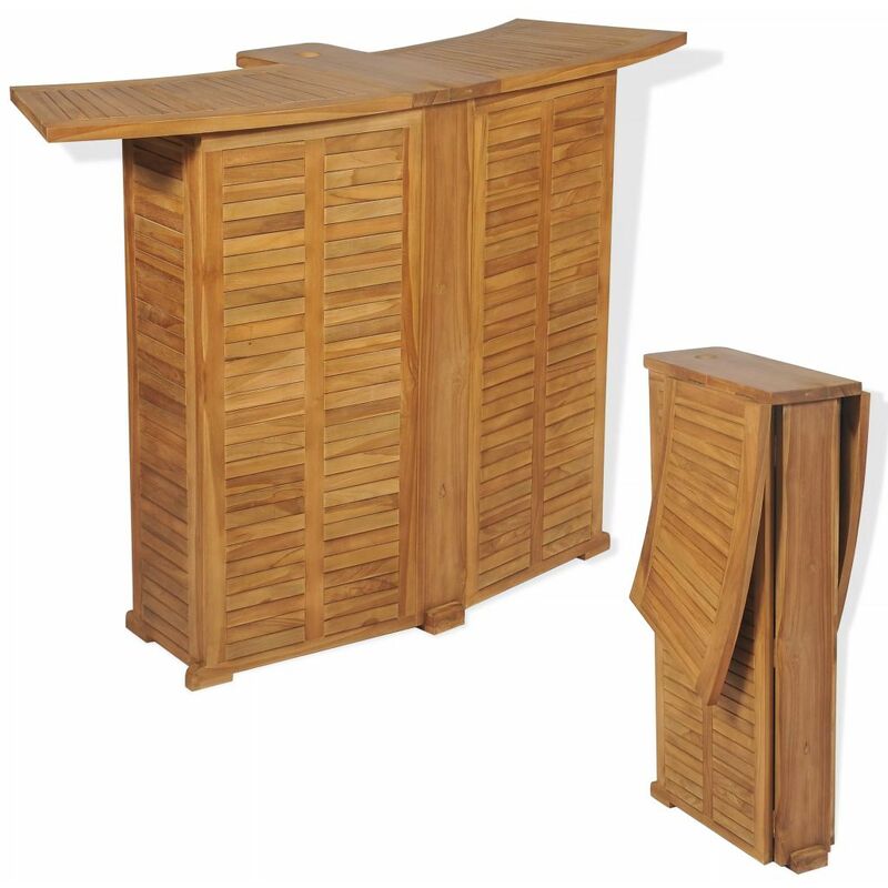 

Happyshopping - Mesa de bar plegable de madera teca maciza 155x53x105 cm