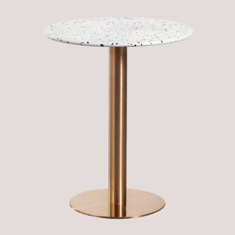 Mesa de Bar Redonda en Terrazo (Ø60 cm) Malibu SKLUM         Oro Rosa    